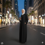 عباية العمرة بغطاء للرأس لون أسود مقاس XL - Image 2